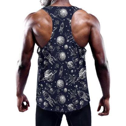 Galaxy UFO Pattern Print Training Tank Top