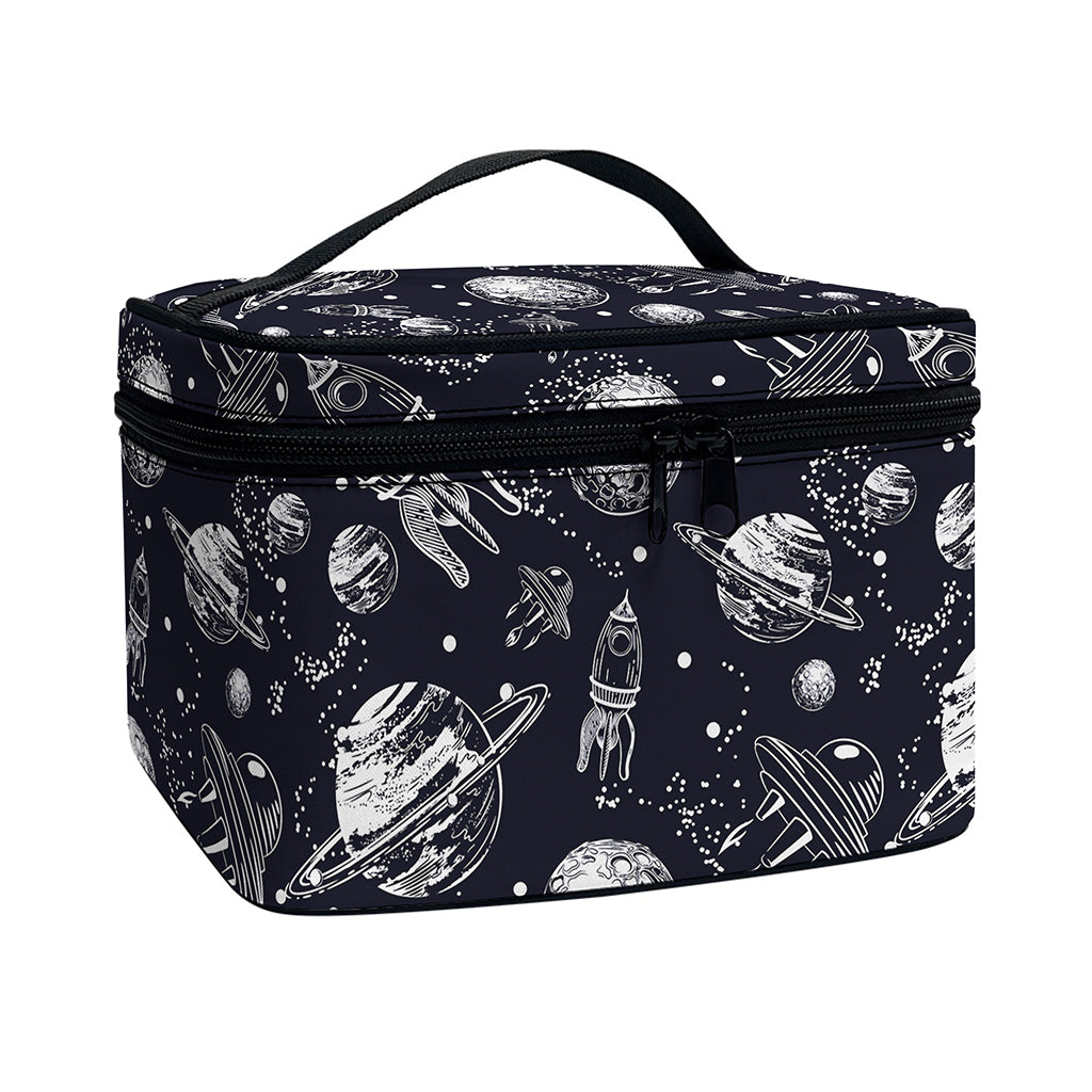 Galaxy UFO Pattern Print Travel Makeup Bag