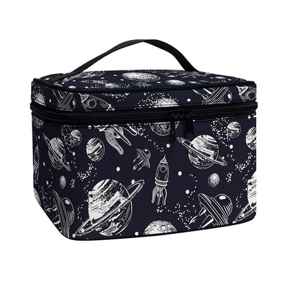 Galaxy UFO Pattern Print Travel Makeup Bag