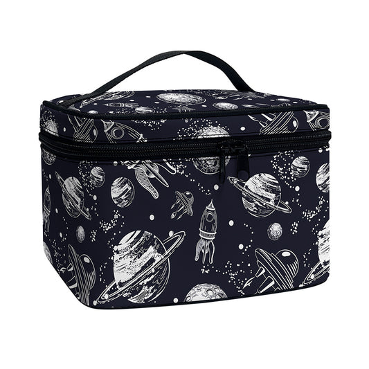 Galaxy UFO Pattern Print Travel Makeup Bag