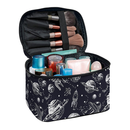 Galaxy UFO Pattern Print Travel Makeup Bag