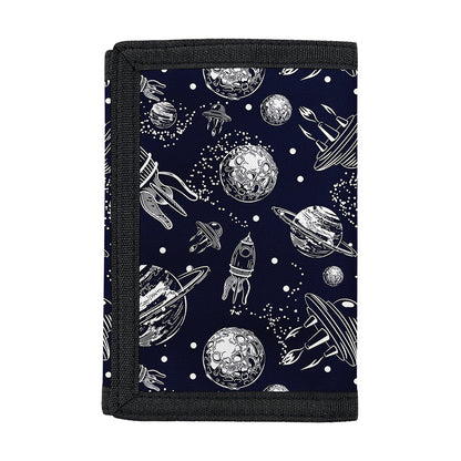 Galaxy UFO Pattern Print Trifold Wallet