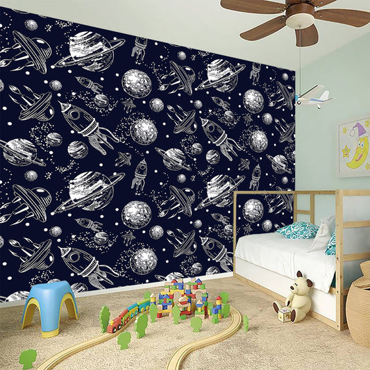 Galaxy UFO Pattern Print Wall Sticker