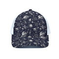 Galaxy UFO Pattern Print White Mesh Trucker Hat