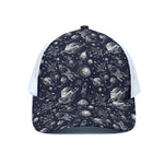 Galaxy UFO Pattern Print White Mesh Trucker Cap