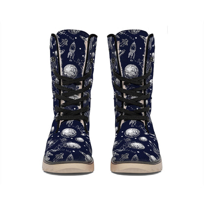 Galaxy UFO Pattern Print Winter Boots