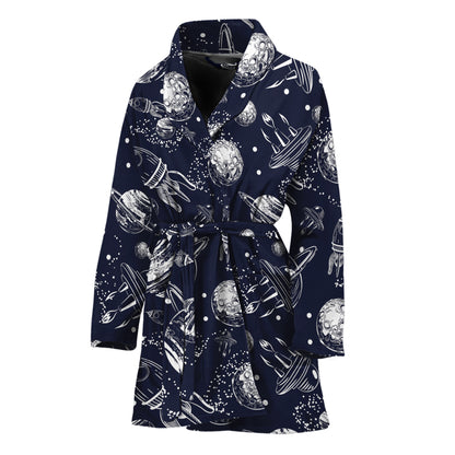 Galaxy UFO Pattern Print Women's Bathrobe