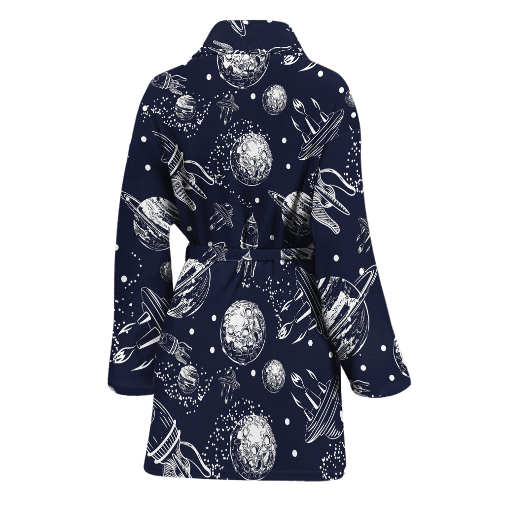 Galaxy UFO Pattern Print Women's Bathrobe