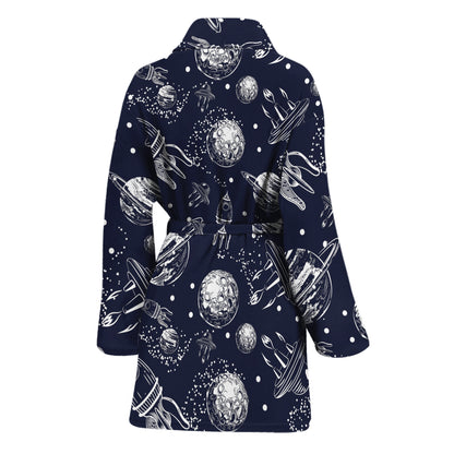 Galaxy UFO Pattern Print Women's Bathrobe
