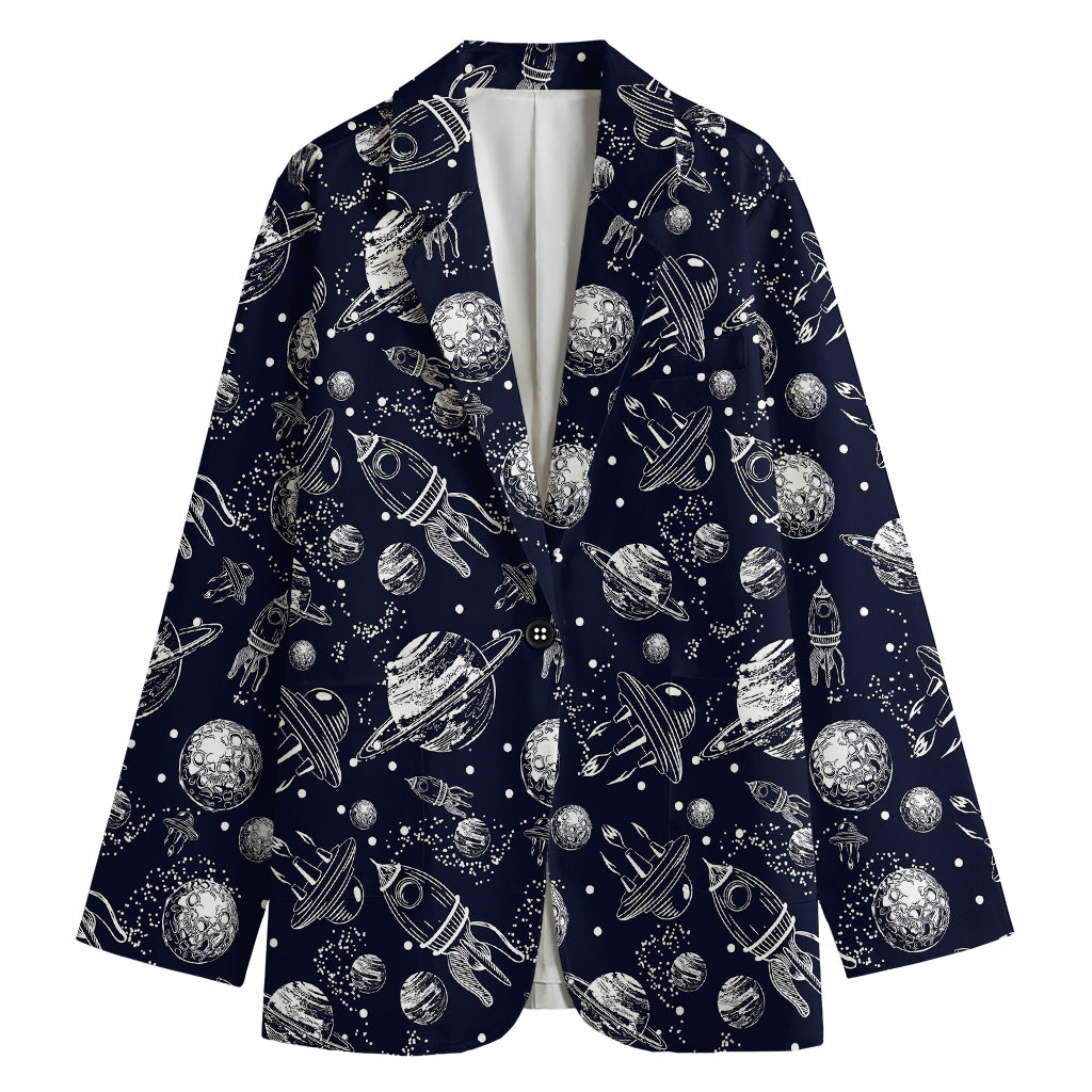 Galaxy UFO Pattern Print Women's Blazer