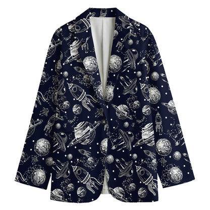 Galaxy UFO Pattern Print Women's Blazer