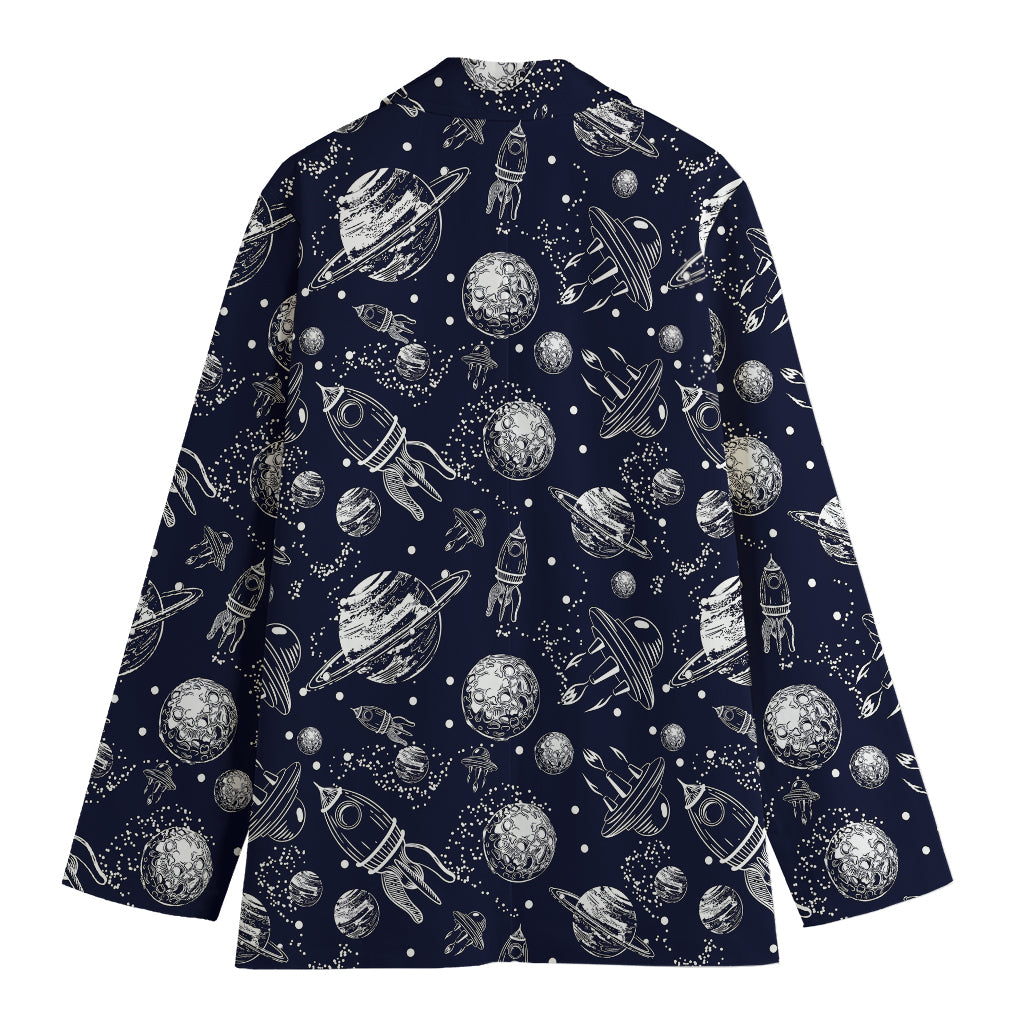 Galaxy UFO Pattern Print Women's Blazer