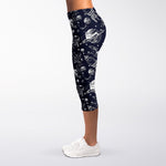 Galaxy UFO Pattern Print Women's Capri Leggings