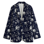 Galaxy UFO Pattern Print Women's Cotton Blazer