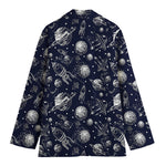 Galaxy UFO Pattern Print Women's Cotton Blazer