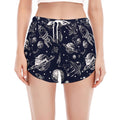 Galaxy UFO Pattern Print Women's Split Running Shorts