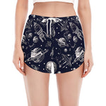 Galaxy UFO Pattern Print Women's Split Running Shorts