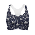 Galaxy UFO Pattern Print Women's Sports Bra