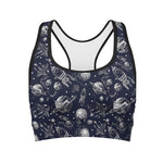 Galaxy UFO Pattern Print Women's Sports Bra