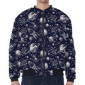 Galaxy UFO Pattern Print Zip Sleeve Bomber Jacket