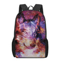 Galaxy Wolf Portrait Print 17 Inch Backpack