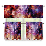 Galaxy Wolf Portrait Print 3 Piece Kitchen Curtains