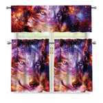 Galaxy Wolf Portrait Print 3 Piece Kitchen Curtains