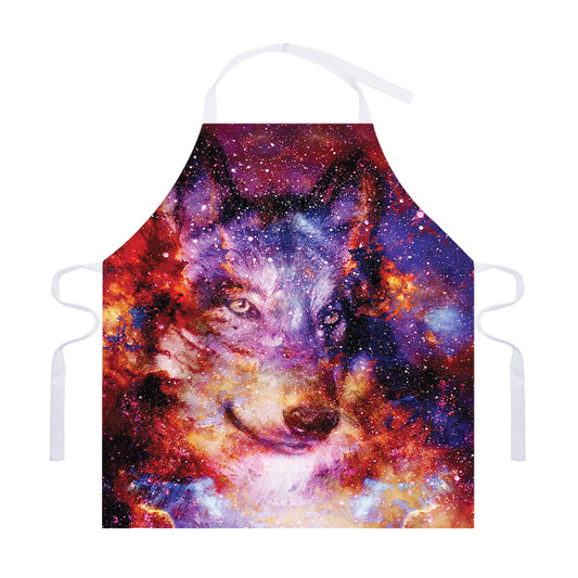 Galaxy Wolf Portrait Print Adjustable Apron