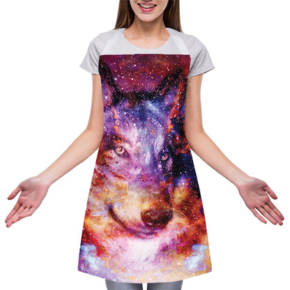 Galaxy Wolf Portrait Print Adjustable Apron