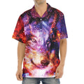 Galaxy Wolf Portrait Print Aloha Shirt