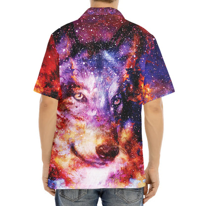 Galaxy Wolf Portrait Print Aloha Shirt