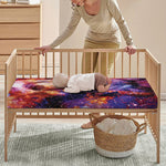 Galaxy Wolf Portrait Print Baby Crib Sheet