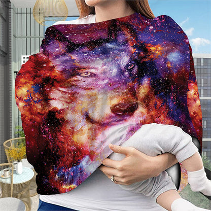 Galaxy Wolf Portrait Print Baby Seat Cover
