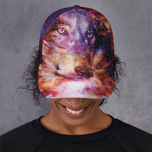 Galaxy Wolf Portrait Print Baseball Cap