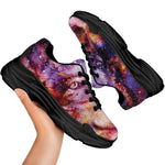 Galaxy Wolf Portrait Print Black Chunky Shoes