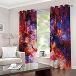 Galaxy Wolf Portrait Print Blackout Grommet Curtains