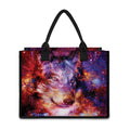 Galaxy Wolf Portrait Print Canvas Tote Bag