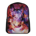 Galaxy Wolf Portrait Print Casual Backpack