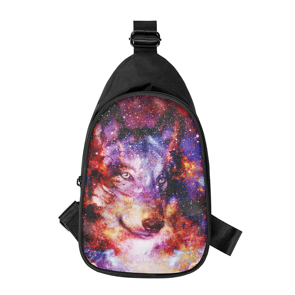 Galaxy Wolf Portrait Print Chest Bag