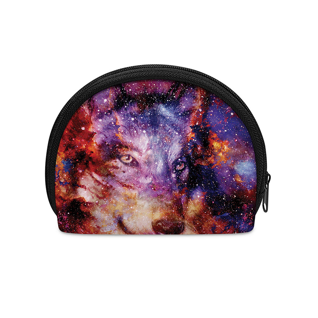 Galaxy Wolf Portrait Print Coin Purse