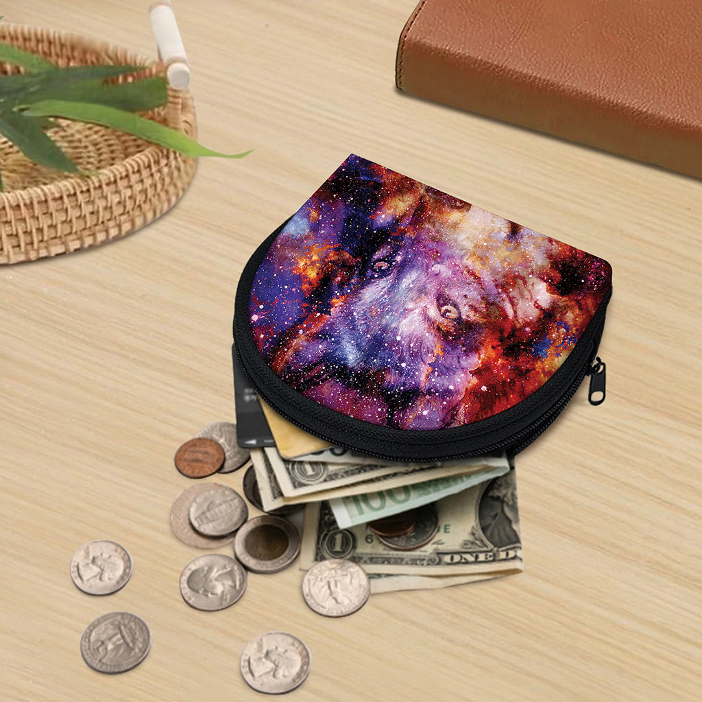 Galaxy Wolf Portrait Print Coin Purse