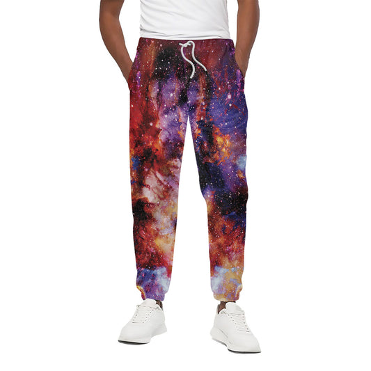 Galaxy Wolf Portrait Print Cotton Pants