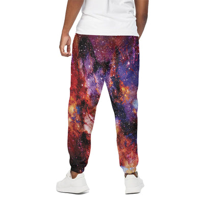 Galaxy Wolf Portrait Print Cotton Pants