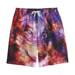 Galaxy Wolf Portrait Print Cotton Shorts