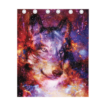 Galaxy Wolf Portrait Print Curtain