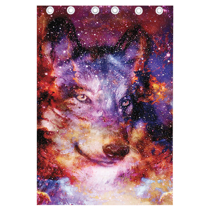 Galaxy Wolf Portrait Print Curtain
