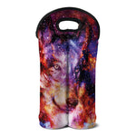 Galaxy Wolf Portrait Print Double Neoprene Wine Tote