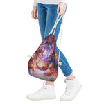 Galaxy Wolf Portrait Print Drawstring Bag