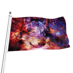 Galaxy Wolf Portrait Print Flag