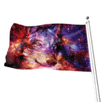 Galaxy Wolf Portrait Print Flag
